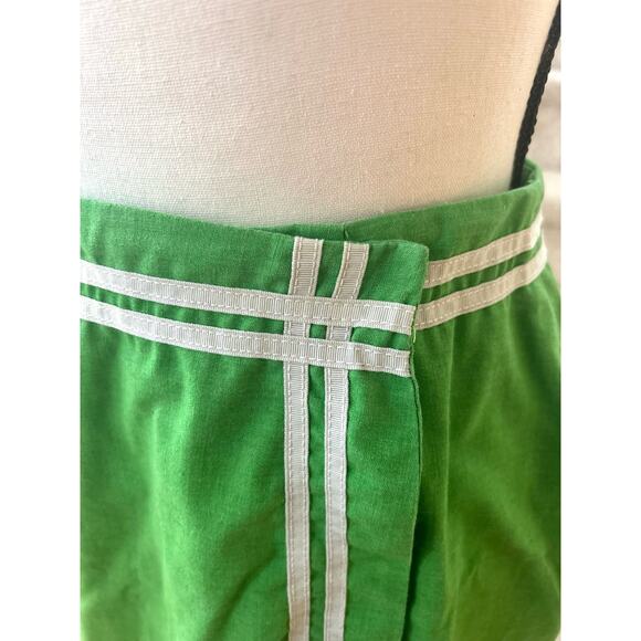 Vintage Late 50s Early 60s Green & White Grosgrain Ribbon Mini Wrap Skirt - Picture 2 of 8